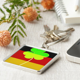 Ierse Duitse vlag Shamrock Clover St. Patrick Fun Sleutelhanger