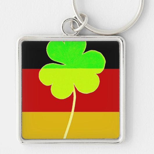 Ierse Duitse vlag Shamrock Clover St. Patrick Fun Sleutelhanger (Voorkant)