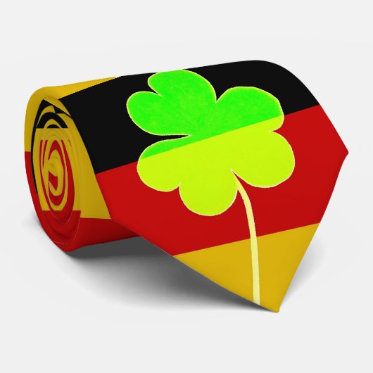 Ierse Duitse vlag Shamrock Clover St. Patrick Fun Stropdas (Opgerold)