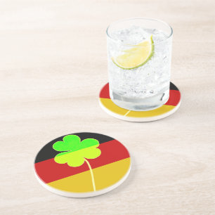 Ierse Duitse vlag Shamrock Clover St. Patrick Fun Zandsteen Onderzetter