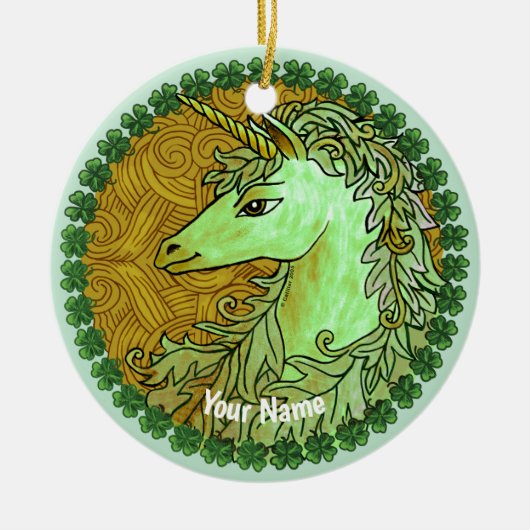 Ierse Eenhoorn Keramisch Ornament (Voorkant)