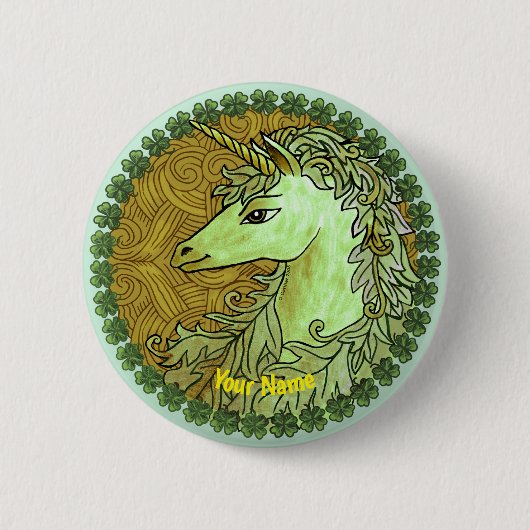 Ierse Eenhoorn speld Ronde Button 5,7 Cm (Voorkant)