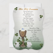 Ierse Eerste Communie uitnodiging met shamrocks (Achterkant)
