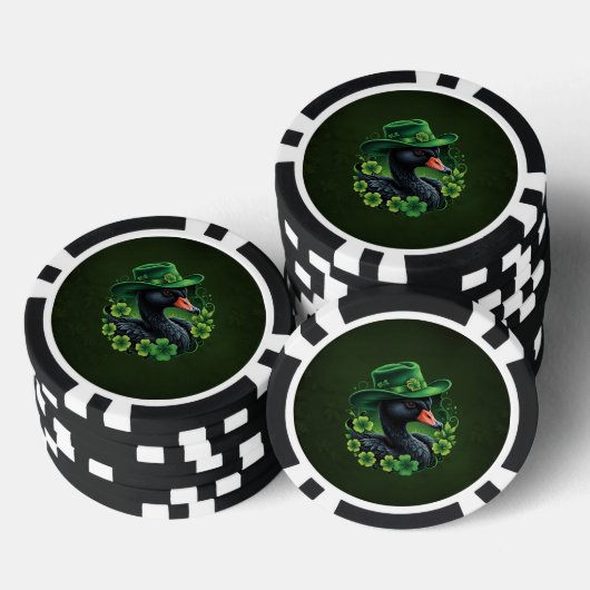 Ierse Elegantie, De Zwarte Zwaan van St. Patrick Poker Chips (Opstapeling)