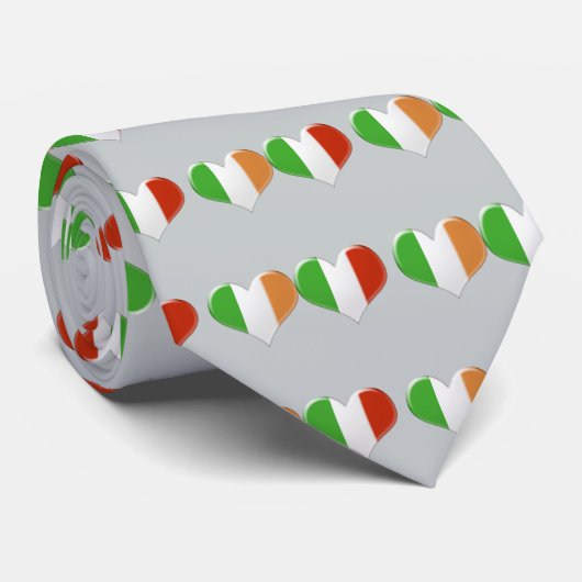 Ierse en Italiaanse hartvlaggen Stropdas (Opgerold)