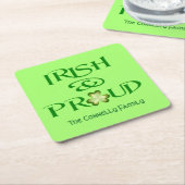 Ierse en Trotse Shamrock gepersonaliseerd Kartonnen Onderzetters (Schuin)