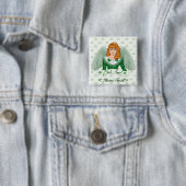Ierse engel en banner vierkante button 5,1 cm (In situ)