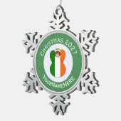 Ierse engel kerstvlag gepersonaliseerd tin sneeuwvlok ornament (Rechts)