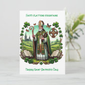 Ierse Erfenis: Traditionele Bisschop Sint-Patrick Feestdagenkaart (Staand voorkant)