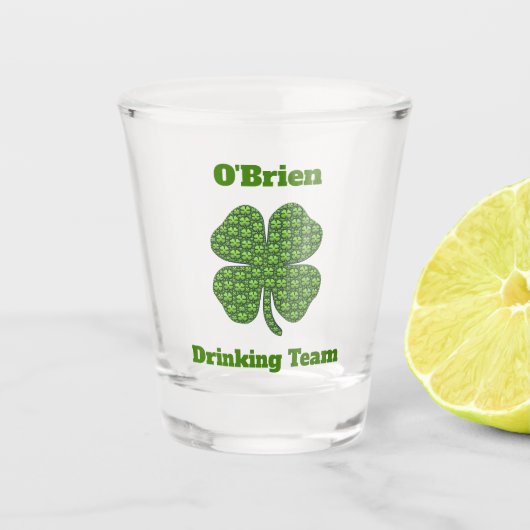Ierse familie Drink team Clover Shamrock Shot Glas (Voorkant)