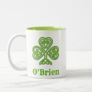 Ierse familienaam Celtic Heritage Shamrock Tweekleurige Koffiemok