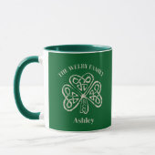 Ierse familienaam Keltisch Shamrock Custom Mok (Links)