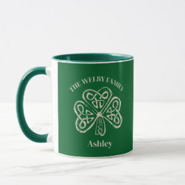 Ierse familienaam  Keltisch Shamrock Custom Mok