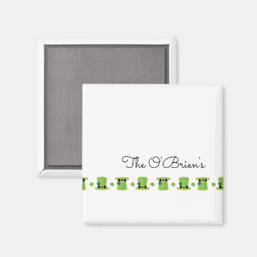 Ierse familienaam Shamrocks Groene Petten Magneet (Voorkant / Achterkant)