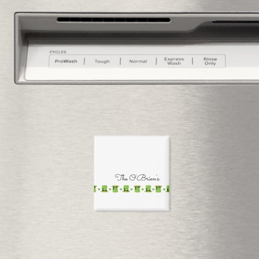 Ierse familienaam Shamrocks Groene Petten Magneet (Insitu (Vaatwasser))