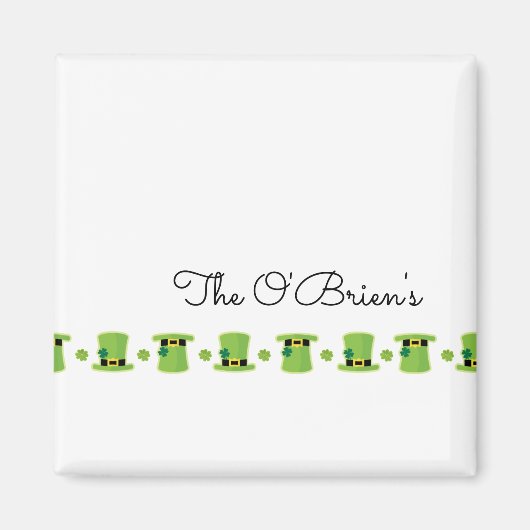 Ierse familienaam Shamrocks Groene Petten Magneet (Voorkant)