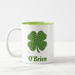 Ierse familienaam Vier Leaf Clover Shamrock Tweekleurige Koffiemok