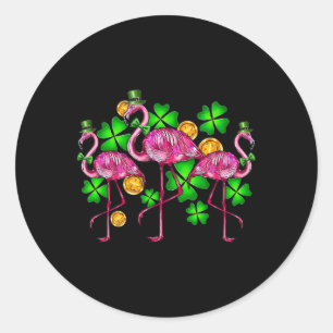 Ierse Flamingo St Patricks Dag Vogel Dier Kinderen Ronde Sticker