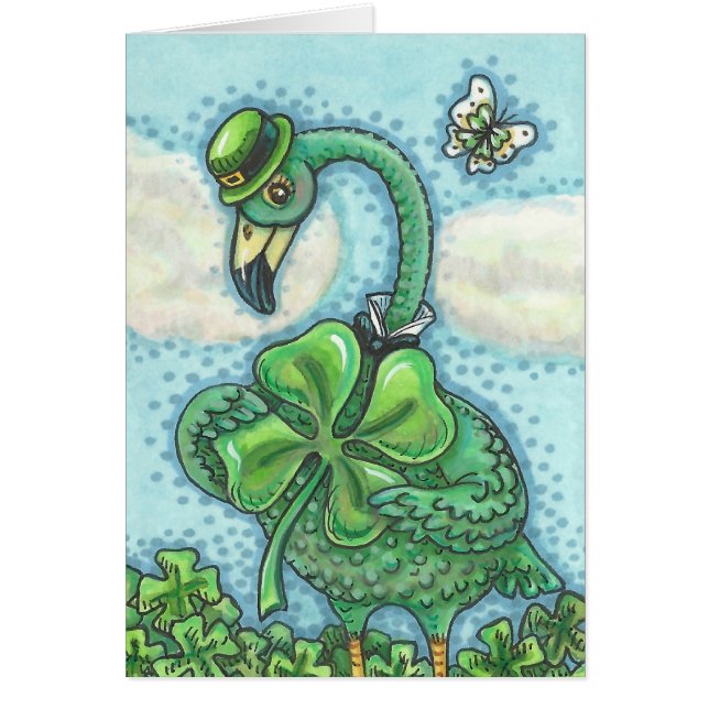 Ierse Flamingo ST. PATRICK'S DAY NOTE KAART Blank (Voorkant)