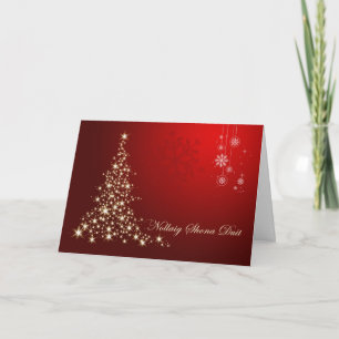 Ierse Gaelic Kerstmis, rood & goud sprankelende bo Feestdagen Kaart