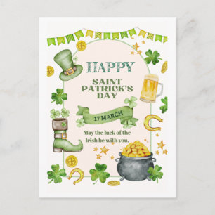 Ierse Geluk, Klaver & Gouden Pot St. Patrick's Dag Feestdagenkaart
