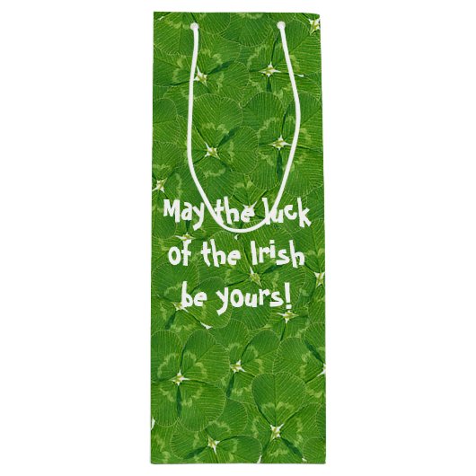 Ierse Geluks Shamrocks Wijn Cadeautas (Voorkant)