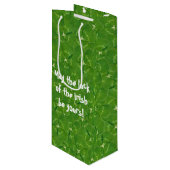 Ierse Geluks Shamrocks Wijn Cadeautas (Voorkant Gekanteld)