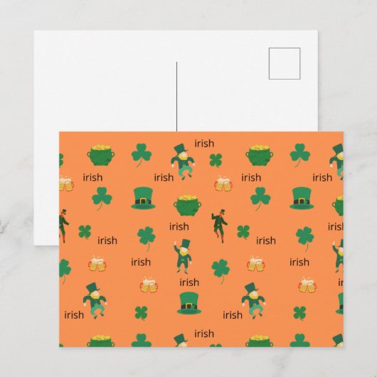 ierse geluksplaten en drink bierpatroon briefkaart (Voorkant / Achterkant)