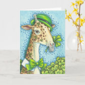 IERSE GIRAFFE ST. PATRICK'S DAY WENSKAART KAART (Gele Bloem)