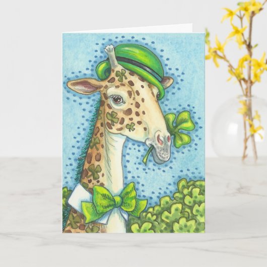 IERSE GIRAFFE ST. PATRICK'S DAY WENSKAART KAART (Gele Bloem)
