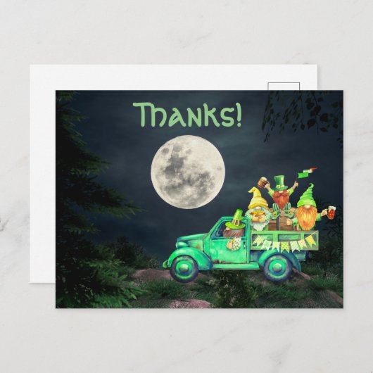 Ierse Gnomes en Full Moon Bedankt! Hartelijk Bedan Briefkaart (Voorkant / Achterkant)
