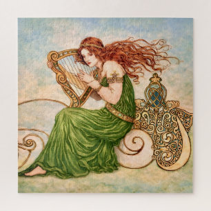 Ierse Godin die Harp Speelt – Keltische Art Nouvea Legpuzzel