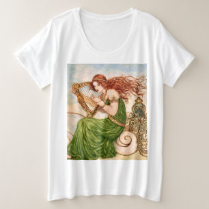 Ierse godin speelt harp – Keltische art nouveau Grote Maat T-shirt