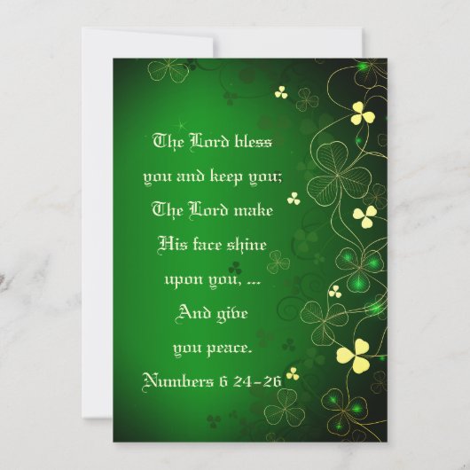 Ierse Golden Leaf Clover Design Wedding Blessing Kaart (Achterkant)