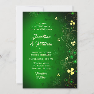 Ierse Golden Leaf Clover Design Wedding Blessing Kaart