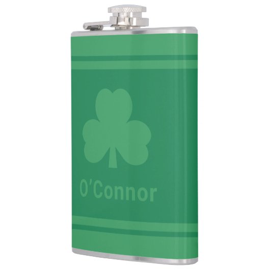 Ierse Green Clover - persoonlijke achternaam Heupfles (Links)