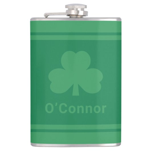 Ierse Green Clover - persoonlijke achternaam Heupfles (Voorkant)