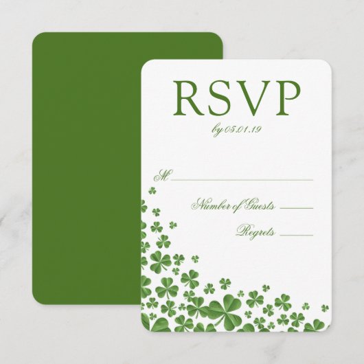 Ierse Green Shamrock Wedding RSVP (Voorkant / Achterkant)
