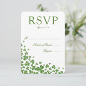 Ierse Green Shamrock Wedding RSVP Kaartje (Staand voorkant)