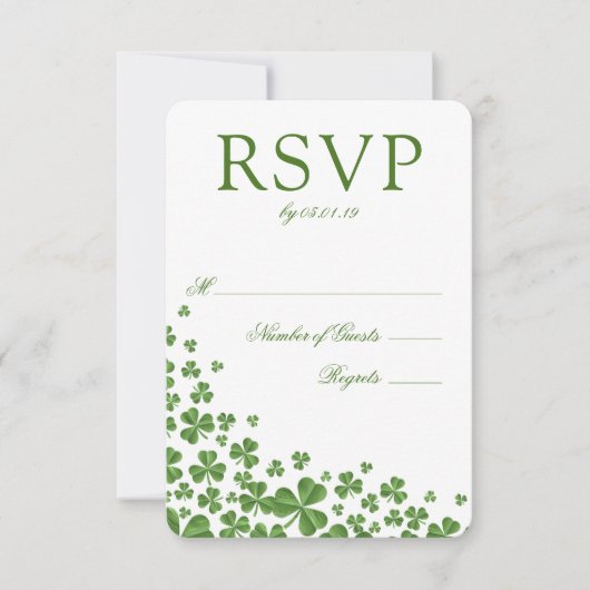 Ierse Green Shamrock Wedding RSVP Kaartje (Voorkant)