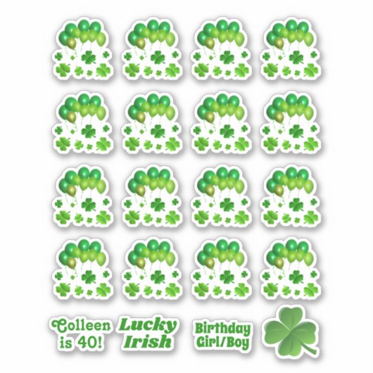 Ierse Groene Balloons Maart Dag Partij Sticker (Voorkant)