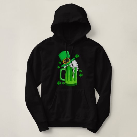 Ierse groene bier met Pet St. Patrick's Day Funny Hoodie (Design voorkant)