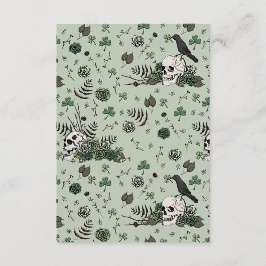 Ierse Groene Bloemen Schedels Huwelijk Website QR  Informatiekaartje (Achterkant)