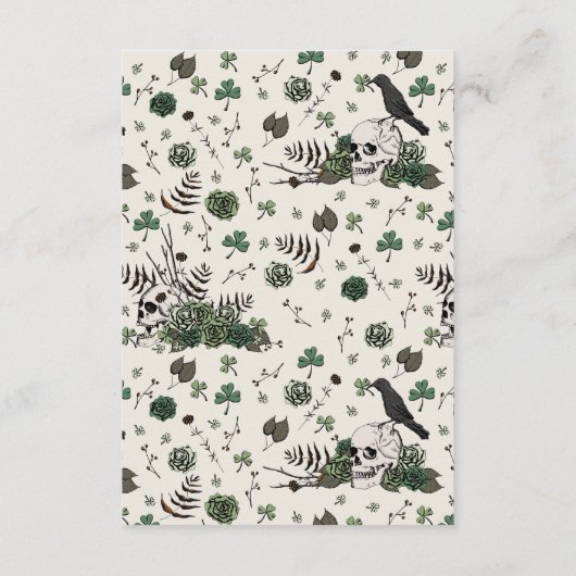 Ierse Groene Bloemen Schedels Huwelijk Website QR  Informatiekaartje (Achterkant)