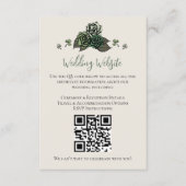 Ierse groene bloemenskeletten trouwwebsite QR-code Informatiekaartje (Voorkant)