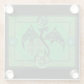 Ierse groene draak Keltisch Glazen Onderzetter (Achterkant)