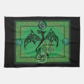 Ierse groene draak Keltisch Theedoek (Horizontaal)