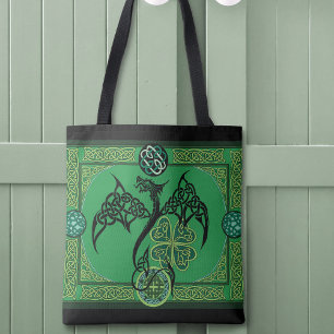Ierse groene draak Keltisch Tote Bag