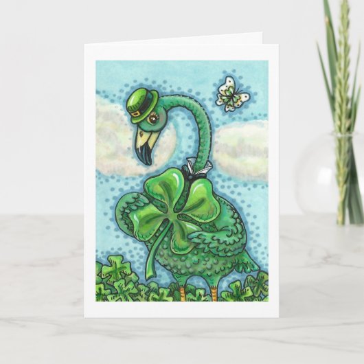 IERSE GROENE FLAMINGO SCHATTIG HAPPY ST. PATRICK'S FEESTDAGEN KAART (Voorkant)