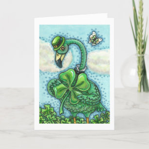 IERSE GROENE FLAMINGO SCHATTIG HAPPY ST. PATRICK'S FEESTDAGEN KAART